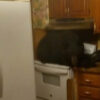 Une famille découvre un ours noir allongé sur sa cuisinière