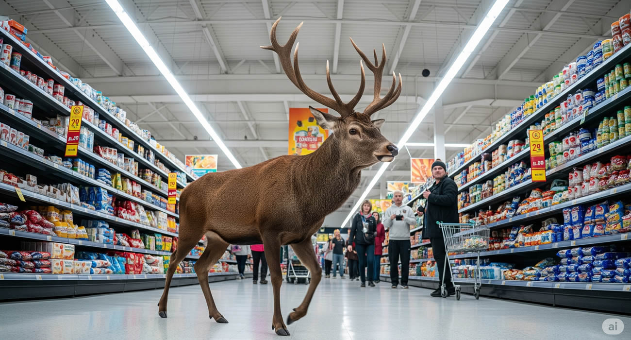 Un cerf traverse un supermarché en pleine journée à Saint-Dié-des-Vosges