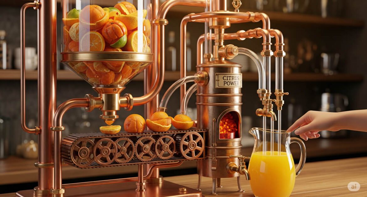 Un distributeur de jus d’orange… alimenté par des oranges jetées