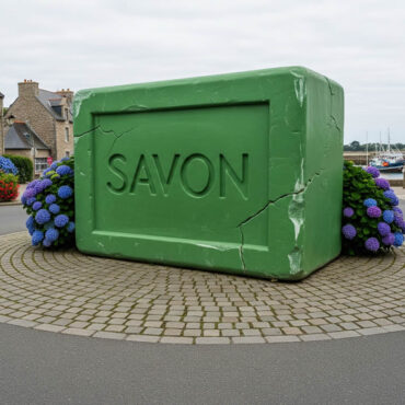 Un savon géant de 300 kg trône au milieu d’un rond-point en Bretagne