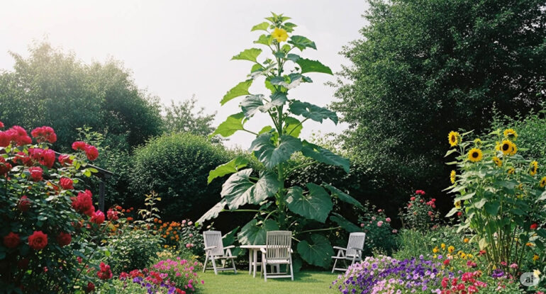 Une plante géante pousse de 4,5 mètres en quelques jours dans un jardin
