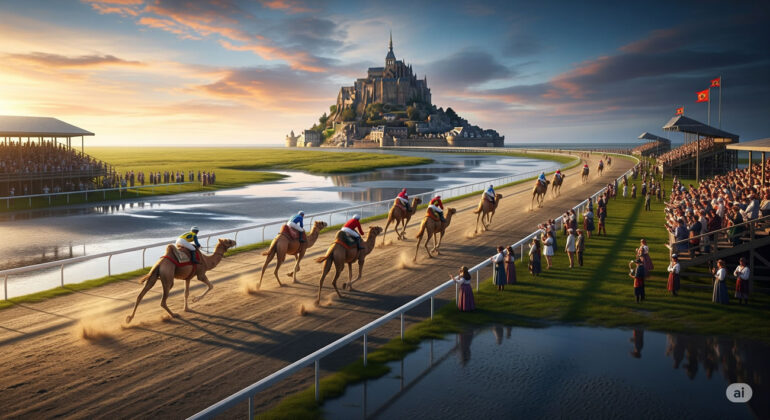 Des courses de dromadaires à l’hippodrome du Mont-Saint-Michel