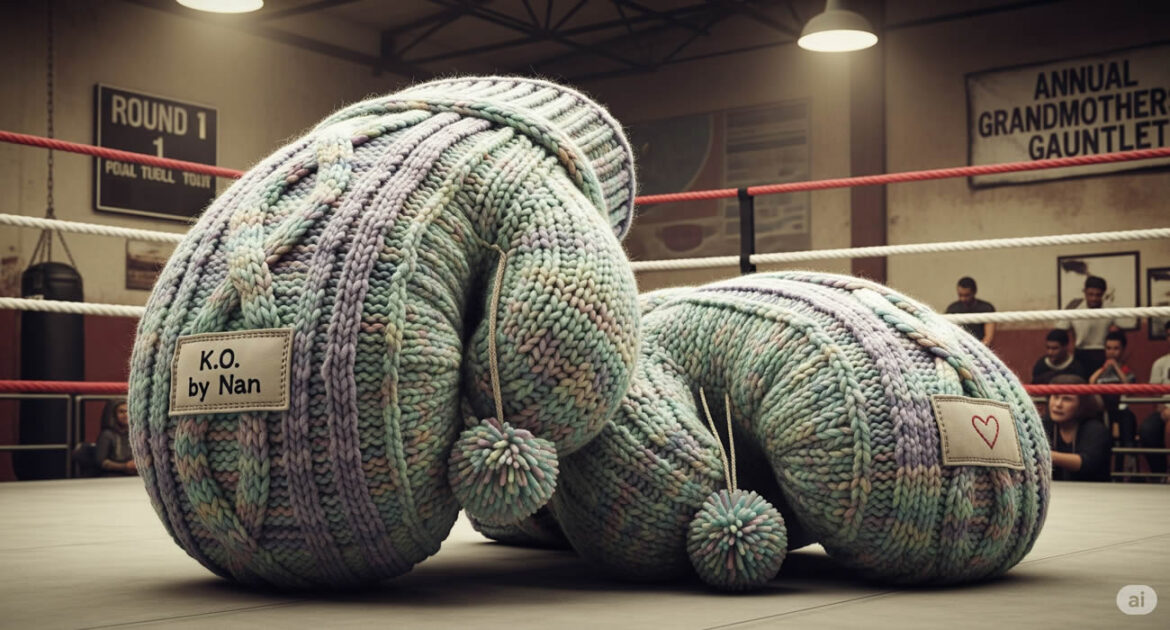 Des gants de boxe… tricotés par des grands-mères pour un tournoi amateur !