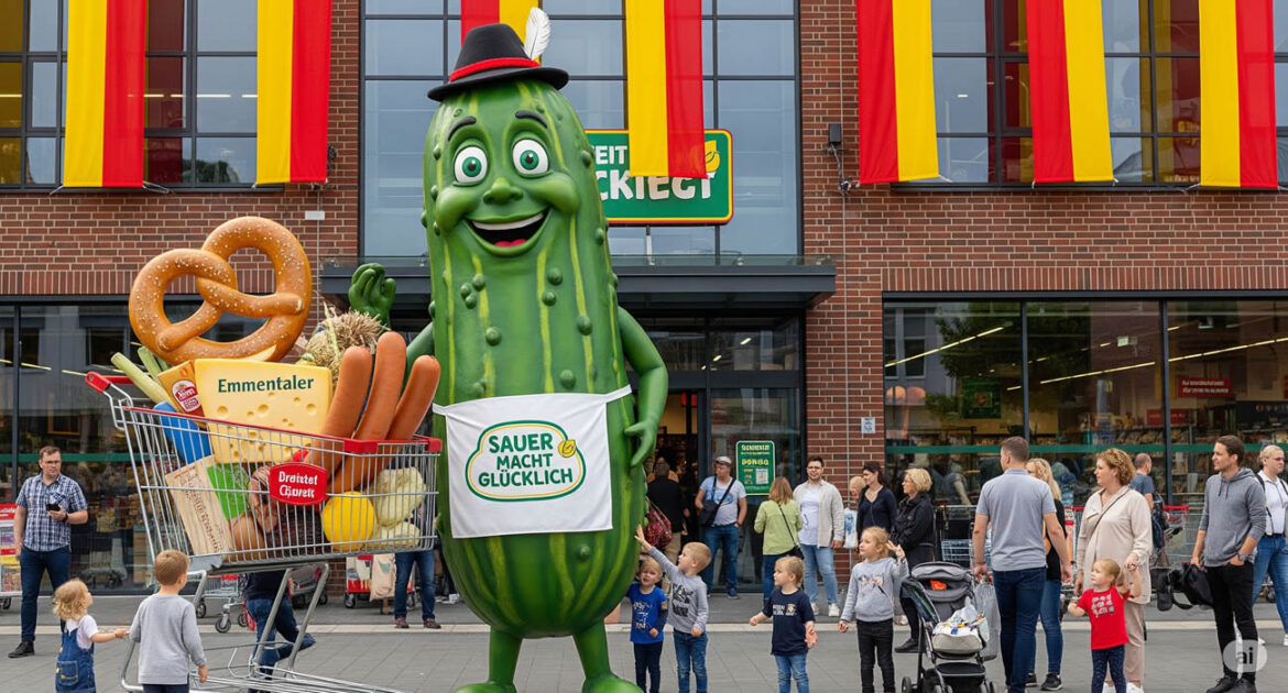 Un cornichon géant devient la mascotte d’un supermarché en Allemagn