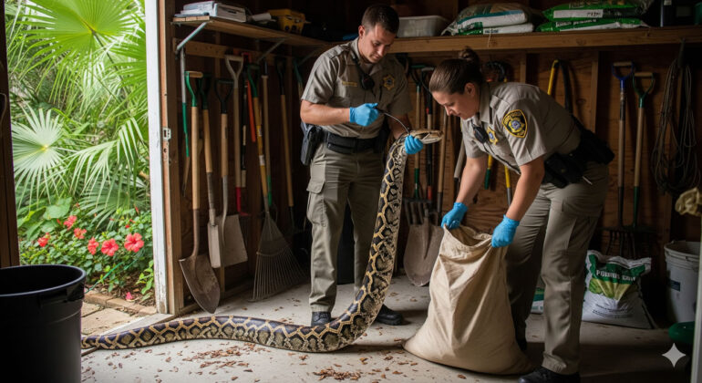 Un énorme python birman capturé dans une cabane de jardin en Floride