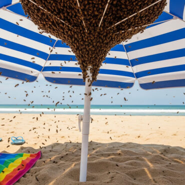 Un essaim de 4 000 abeilles s’installe sous le parasol d’un vacancier