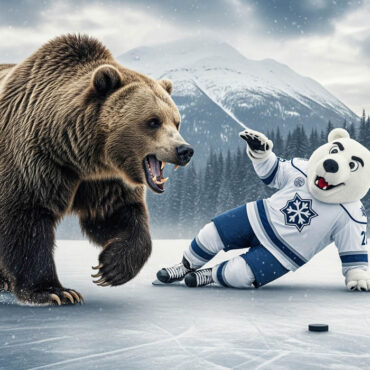 Un grizzli charge la mascotte d’une équipe de hockey en Alaska