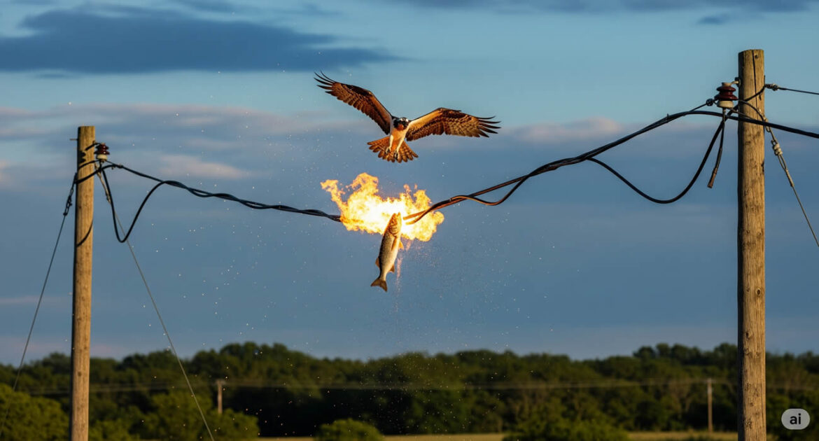 Un oiseau déclenche un incendie… en lâchant un poisson sur une ligne électrique