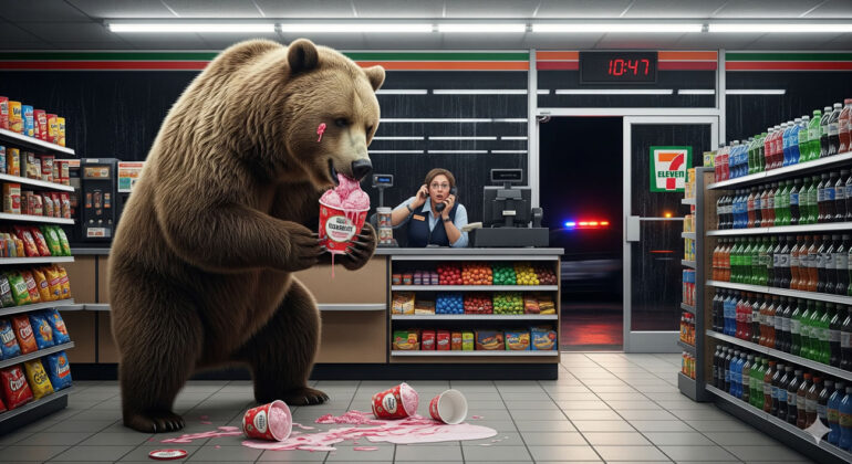 Un ours se gave de glaces dans un magasin aux États-Unis avant l’arrivée de la police