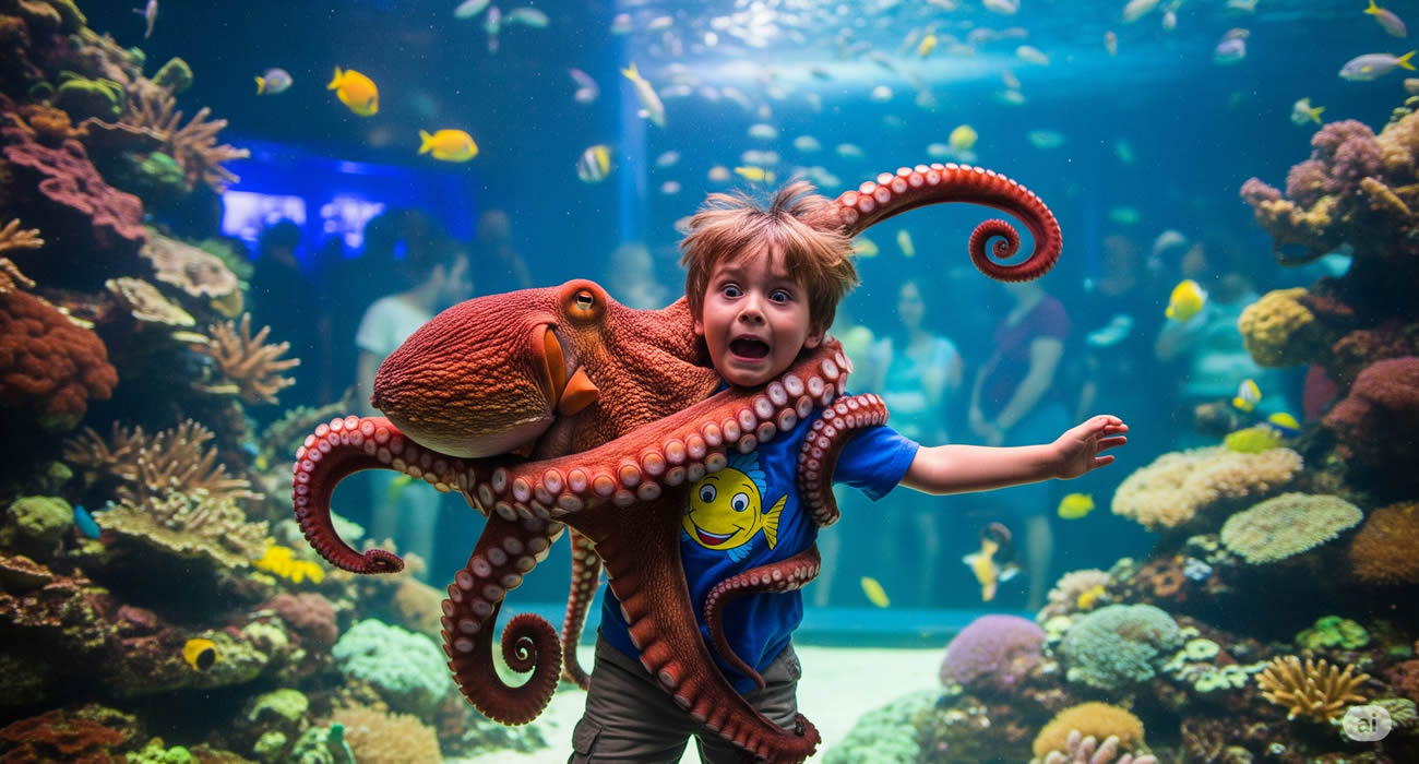 Un petit garçon attaqué par une pieuvre… en visite à l’aquarium