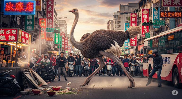 Une autruche en fuite provoque le chaos dans les rues de Taïwan