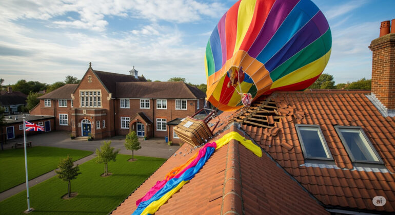 Une montgolfière percute le toit d’une école primaire en Angleterre