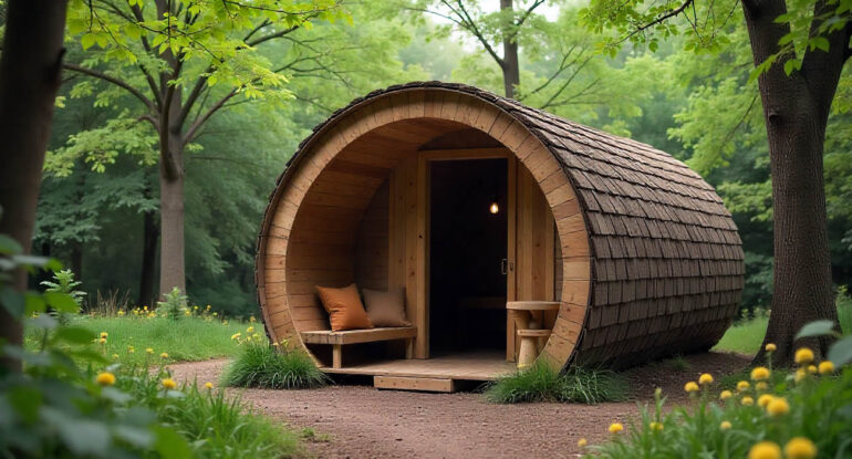 Un homme construit une cabane… au milieu d’un rond-point