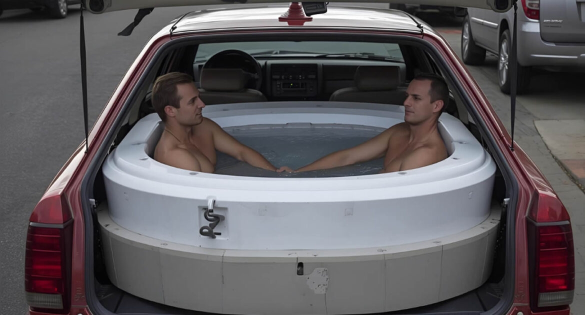 Un homme transforme sa voiture… en jacuzzi mobile