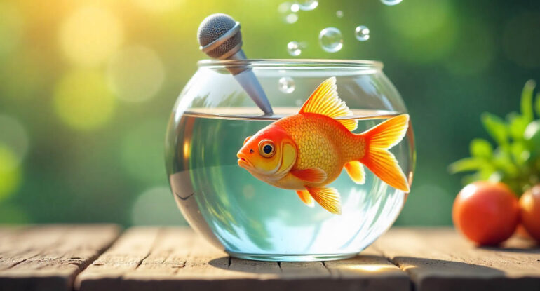 Un poisson rouge devient star d’un talk-show… diffusé depuis son aquarium