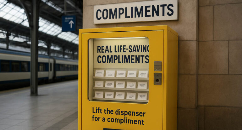 Un distributeur automatique… de compliments installé dans une gare