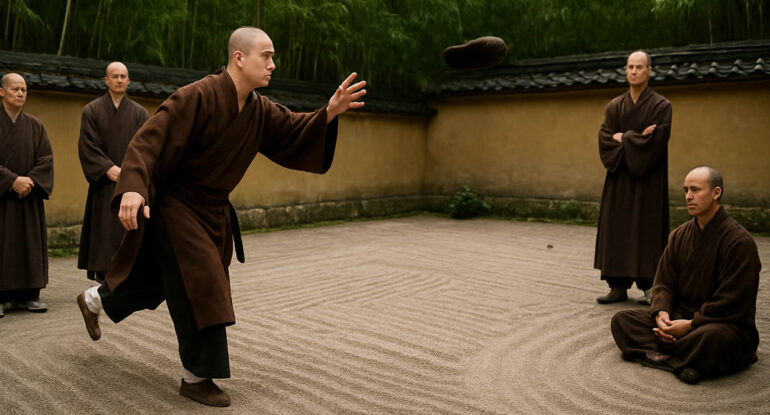 Un monastère zen organise… un concours de lancer de chaussons