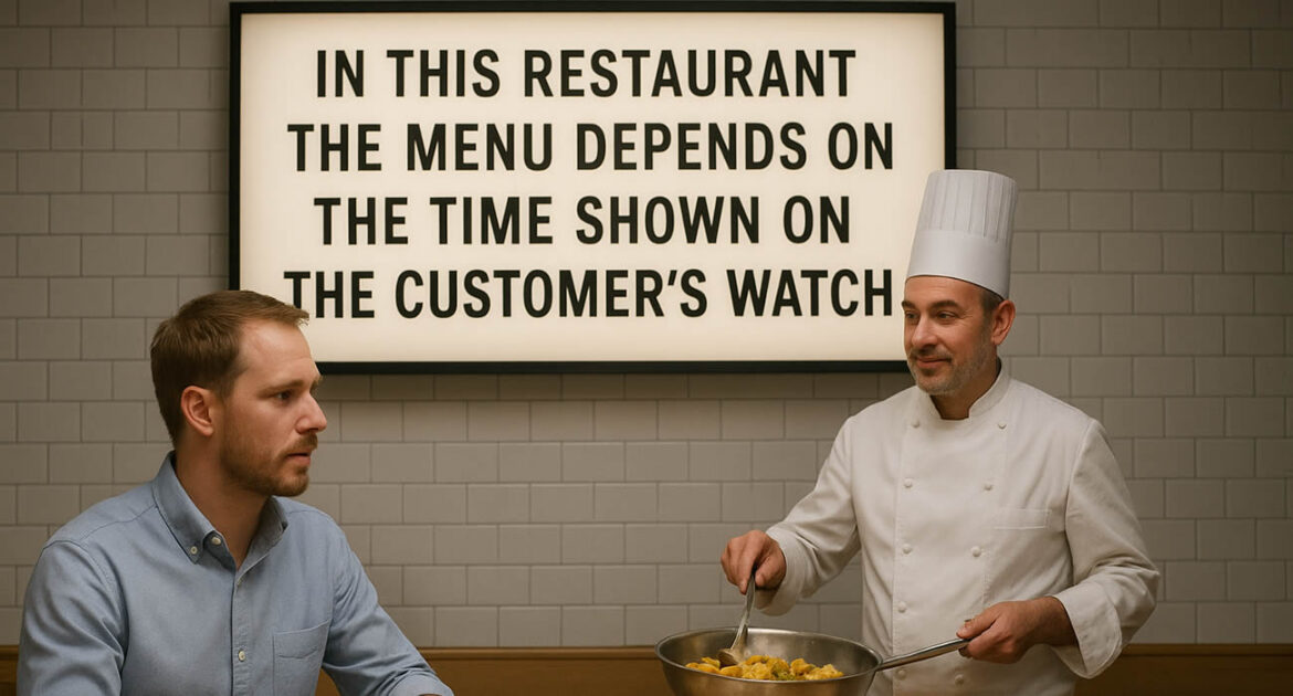 Un restaurant sert… des plats en fonction de l’heure affichée sur les montres des clients