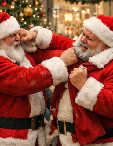 Deux Pères Noël se battent dans un supermarché