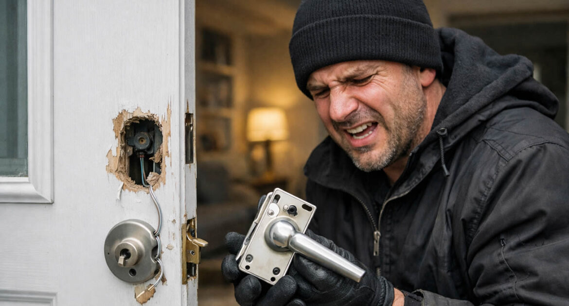 Il rate son cambriolage… en arrachant la poignée de la porte