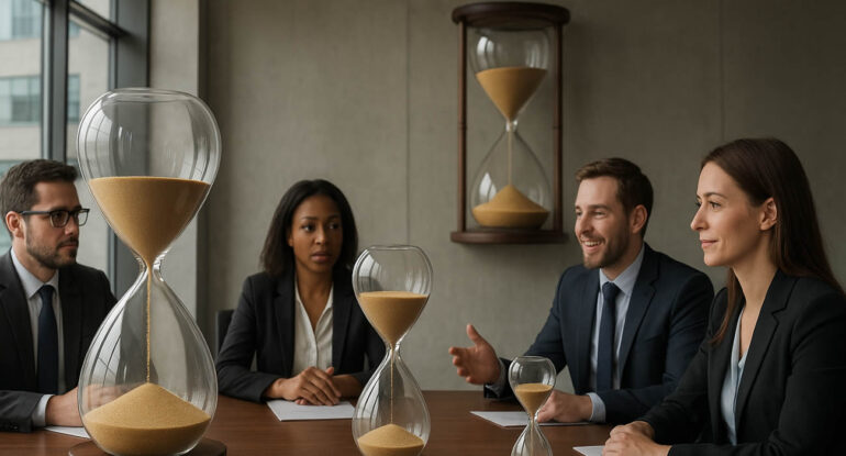 Un bureau impose… des réunions chronométrées avec des sabliers géants