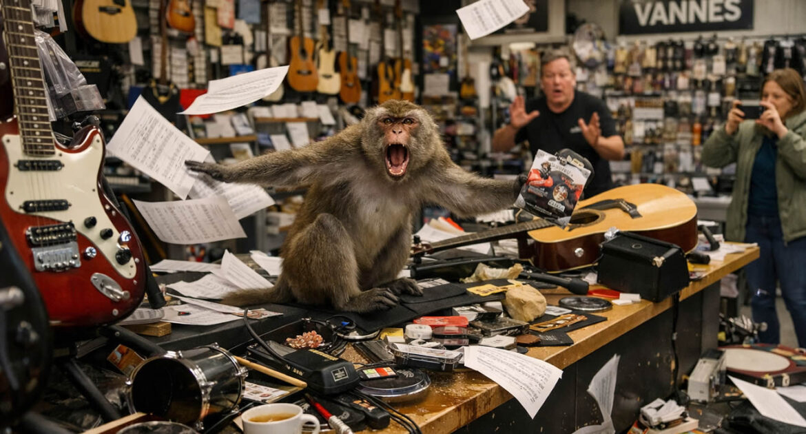 Un singe en cavale sème la pagaille dans un magasin de musique