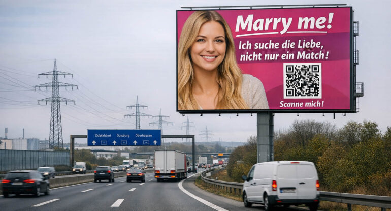 Elle loue des panneaux géants sur l’autoroute pour trouver l’amour