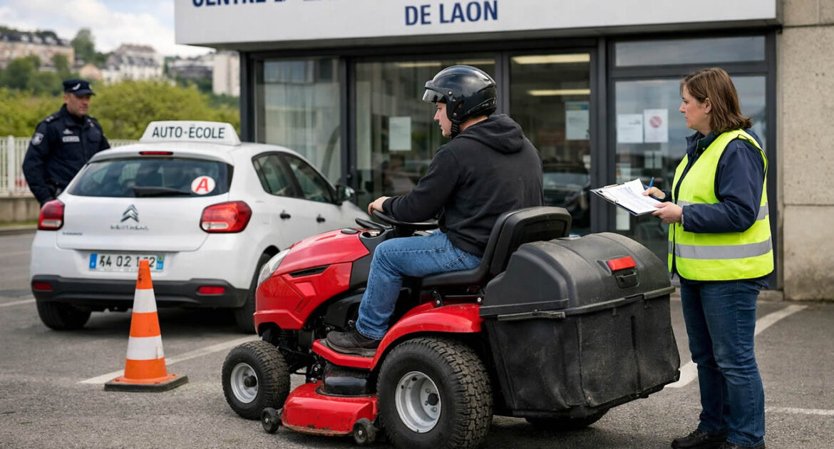Il se présente au permis de conduire… en tracteur‑tondeuse : l’histoire insolite qui a secoué Laon