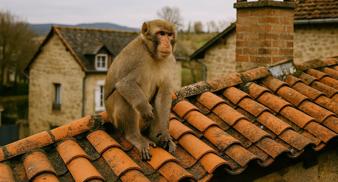 Un macaque s’échappe d’un parc animalier et se promène sur les toits d’un village du Puy‑de‑Dôme