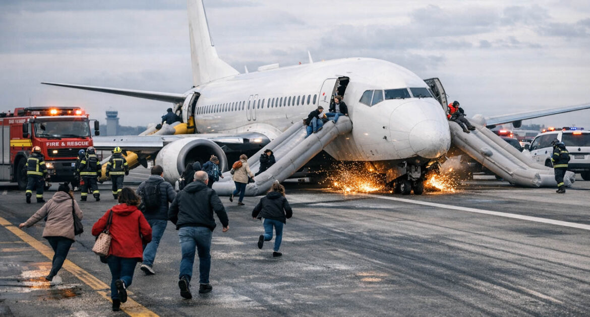 Train avant cassé à l’atterrissage : frayeur à bord d’un avion et évacuation d’urgence