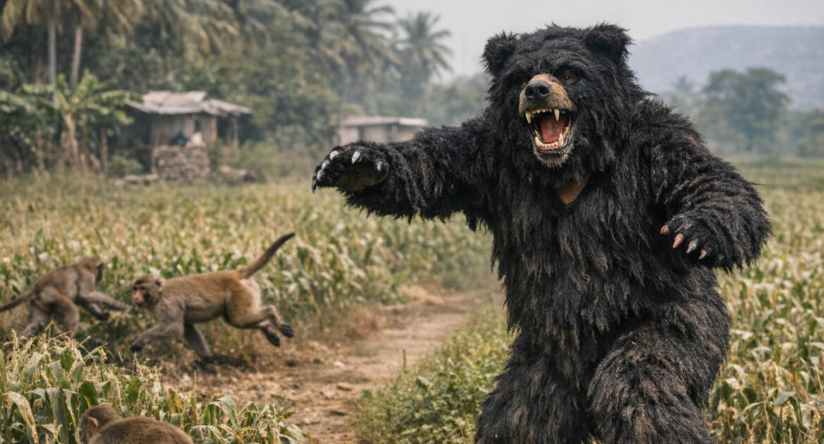 Inde : des agriculteurs se déguisent en ours pour protéger leurs cultures des singes