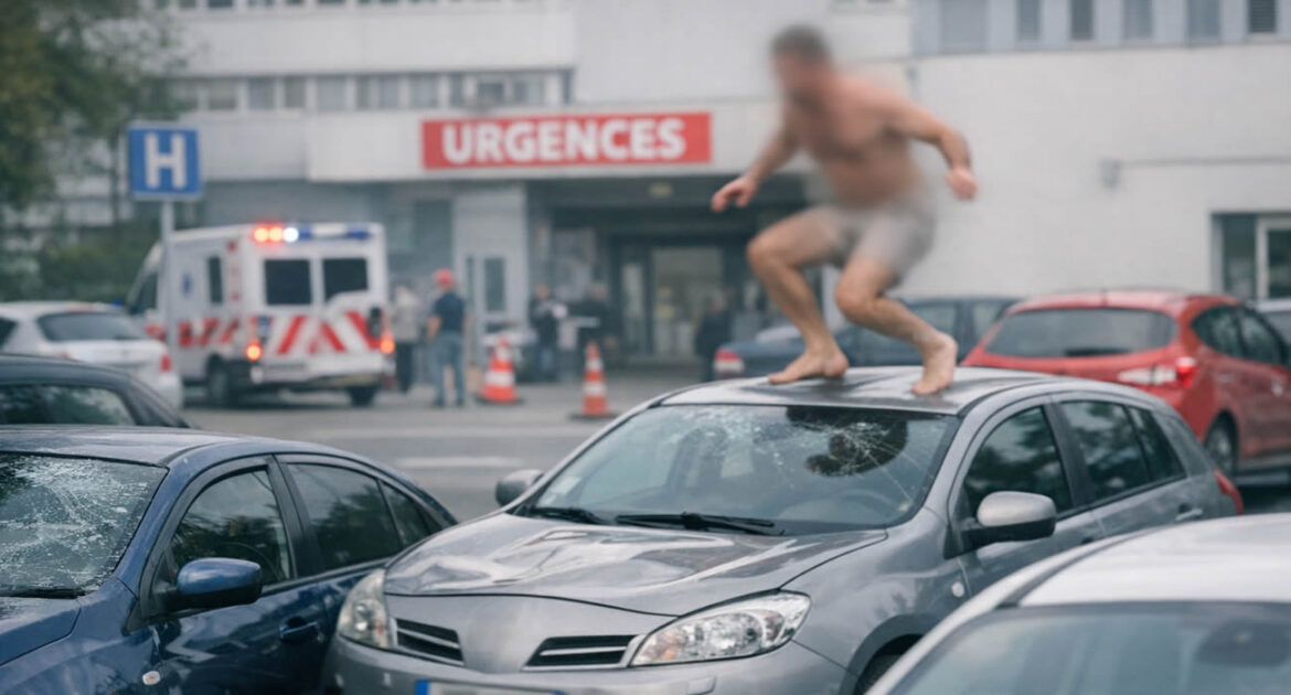 Valence : un homme nu saute sur les voitures du parking de l’hôpital