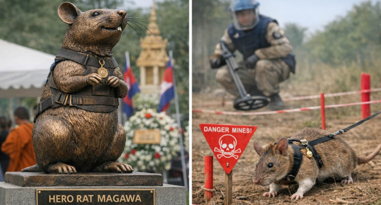 Magawa, le rat démineur devenu héros national, reçoit sa propre statue