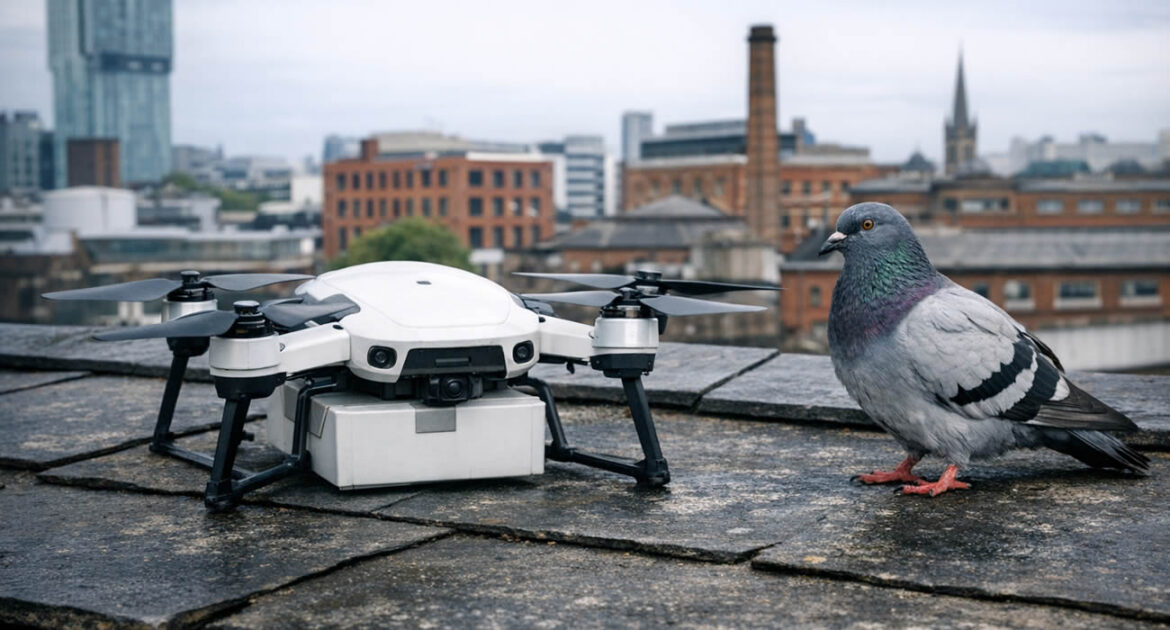un drone livreur forcé d’atterrir… à cause d’un pigeon