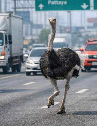 une autruche sème la panique sur une autoroute très fréquentée